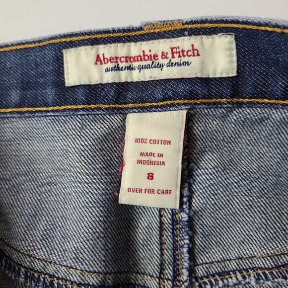 Abercrombie & Fitch Women's Denim 90s Preppy Button Fly Skirt Back Slit Y2K 8 - Picture 3 of 12